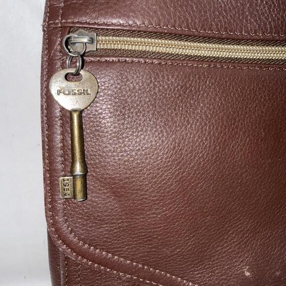 Vintage Y2k Fossil Boho Hippie Gypsy Brown Crossbody Genuine Leather Purse Bag - Picture 2 of 15